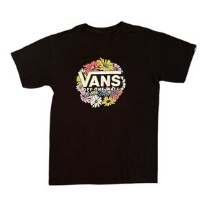 Vans off the wall Floral Black Graphic T-Shirt- Women’s classic fit, size s